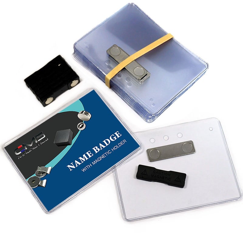 CMS MAGNETICS 24 Sets DIY Magnetic Name Badges, 3"X4" Premium Plastic Badge Holders and CMS Magnetics BM-2MAG-2 Badge Magnets (3" x 4", 2Mag-2) - Image 1